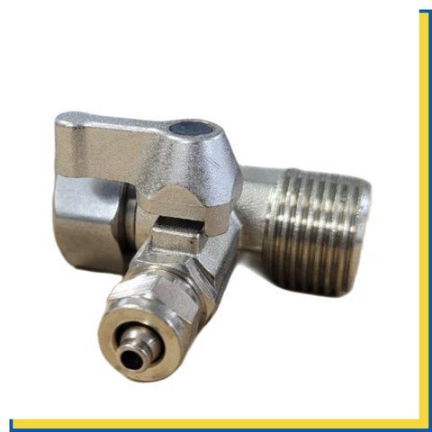 Латунний адаптер із кульовим краном 1/2" РН х 1/2" РВ х 1/4" шланг, комплект для підключення 1907844314 фото