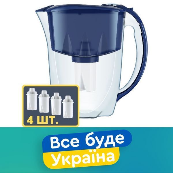 Фільтр-глечик з 4 шт. картриджів для очищення води, Аквафор ІДЕАЛ Чорний 1868748957 фото
