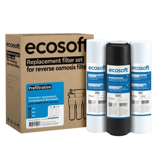 CPV3ECO Комплект картриджів Ecosoft 1-2-3 для фільтрів зворотного осмосу CPV3ECOSTD