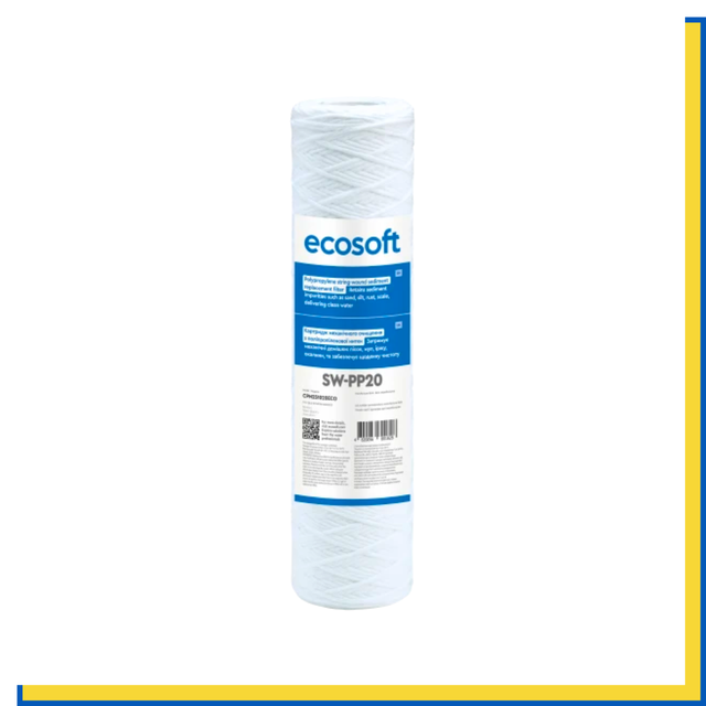 Нитковий картридж Ecosoft CPN251020ECO 20 мкм для очищення води від піску та іржі, стандарт 10 дюймів